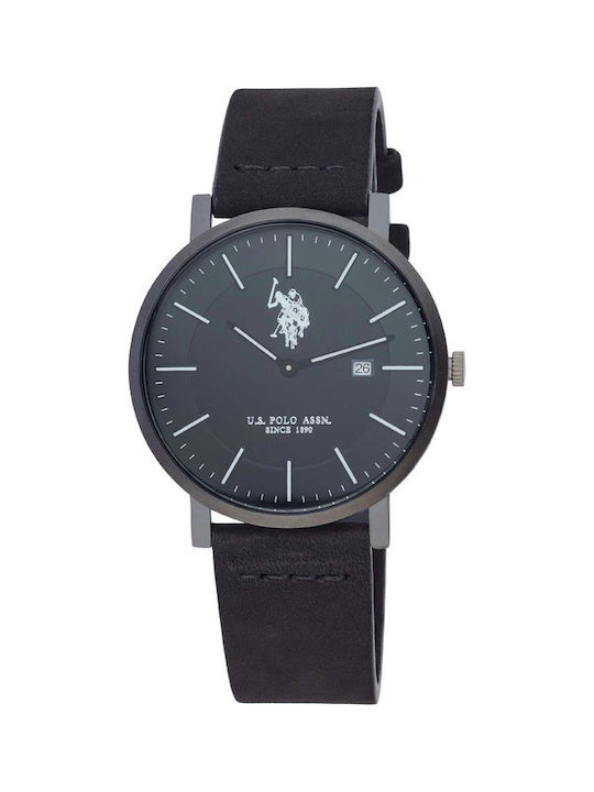 U.S. Polo Assn. Watch Battery with Black Leather Strap