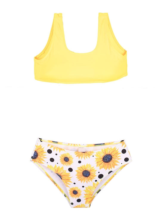 Kinder-Badeanzug Bikini-Set Floral Gelb