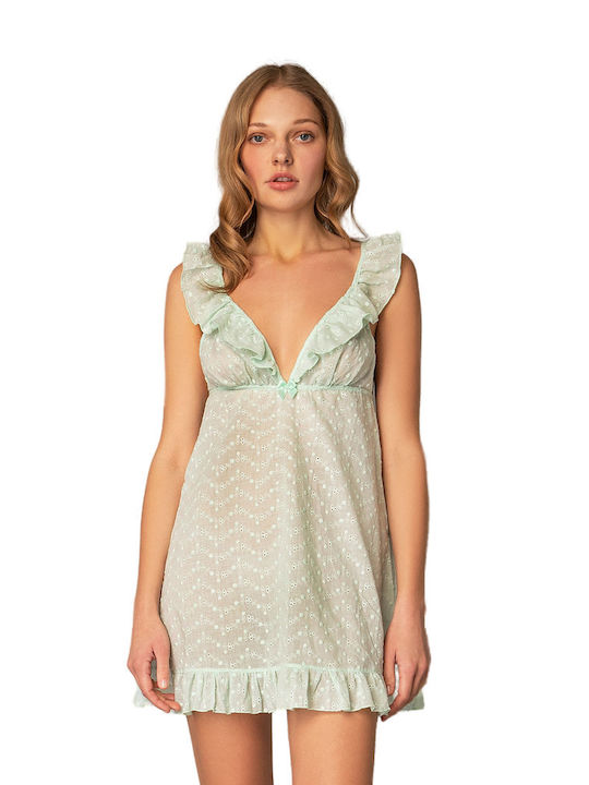 Milena by Paris Summer Cotton Women's Nightdress Green 3400