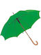 Umbrella automatic green wooden handle Ø105cm.