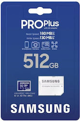 Samsung Pro Plus (2023) microSDXC 512GB U3 V30 A2 UHS-I με αντάπτορα