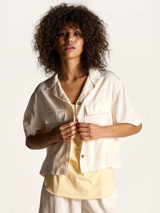 Dirty Laundry Women's Monochrome Short Sleeve Shirt Beige