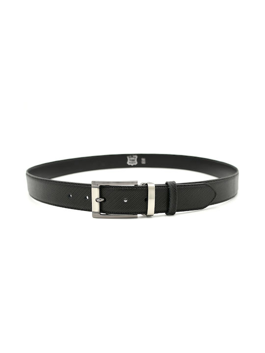 Men's belts in stamped leather black BOR Black Men's belts 040172 BLACK