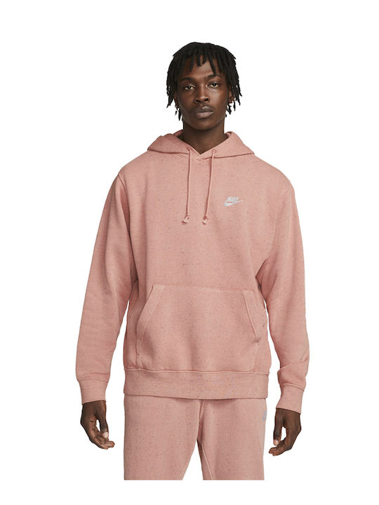 Nike Club Fleece Men's Sweatshirt with Hood and Pockets Pink