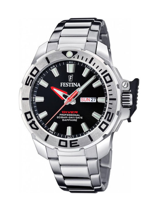 Festina Diver Ανδρικό Ρολόι 34mm Μπαταρίας με Α...