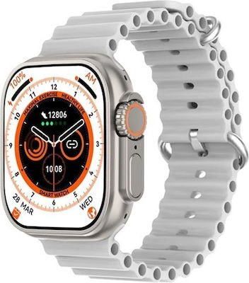 NO.1 DT8 Ultra+ Smartwatch με Παλμογράφο (Λευκό)
