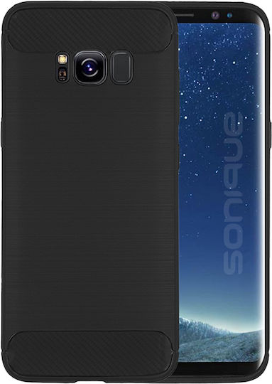 Sonique Carbon Brushed Задна корица Силикон / Пластмаса Черен (Galaxy S8)