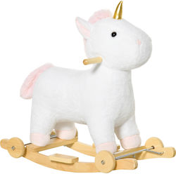 HomCom Fabric Rocking Toy Unicorn White