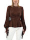 Women's Summer Blouse Long Sleeve Brown