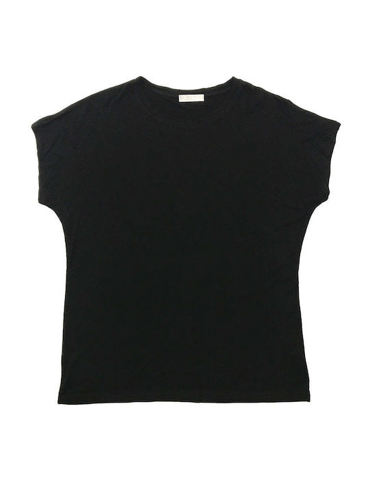 Ustyle Women's Summer Blouse Short Sleeve Black