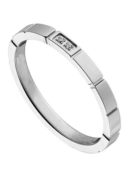 Oxzen Ring Small Wedding Band with Zircon made of Steel Gold Plated