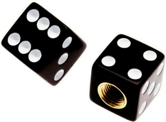 AGVpro Car Tire Valve Caps Dice Black 2pcs