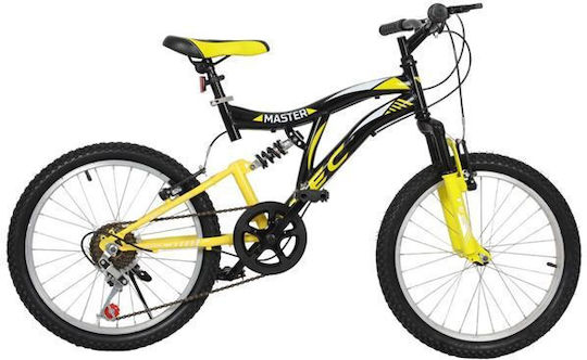 TEC Master 20’’ Black Yellow 20" Kids Mountain Bike 6 Gears Black