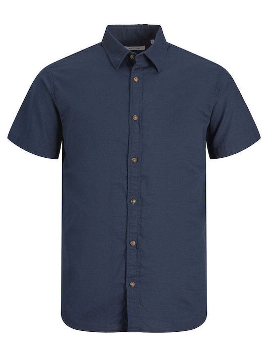 Jack & Jones Short Sleeve Cotton Shirt Navy Blue