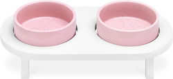 Navaris Ceramic Dog Feeder / Waterer with Stand Pink
