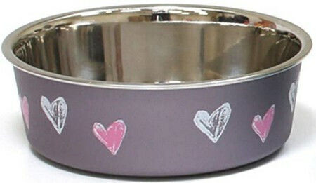 Croci Metallisch Schalen Futter & Wasser für Hund & Katze 450ml 14cm in Grau Farbe