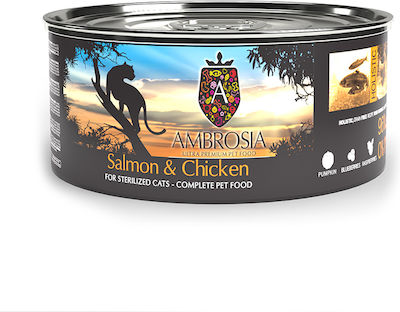 Ambrosia Chicken & Salmon Υγρή Τροφή για Ενήλικες Γάτες σε Κονσέρβα με Κοτόπουλο / Σολομό 150gr