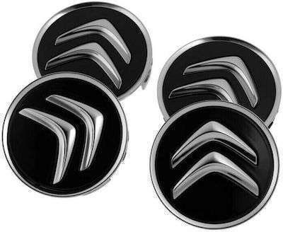 Wheel Center Caps Citroen with 60mm Internal Diameter Black 4pcs