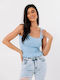 Freestyle Women's Summer Crop Top with Straps Light Blue