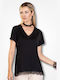 Derpouli Women's T-shirt with V Neckline Black