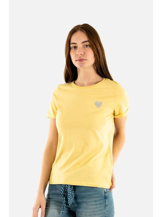 Only Damen T-shirt Gelb