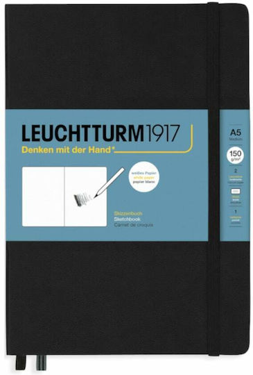 Leuchtturm1917 Notebook 112 Sheets A5 with Blank Pages and Elastic Black