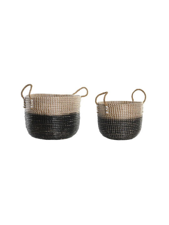 Wicker Decorative Baskets Set 2pcs DKD Home Decor