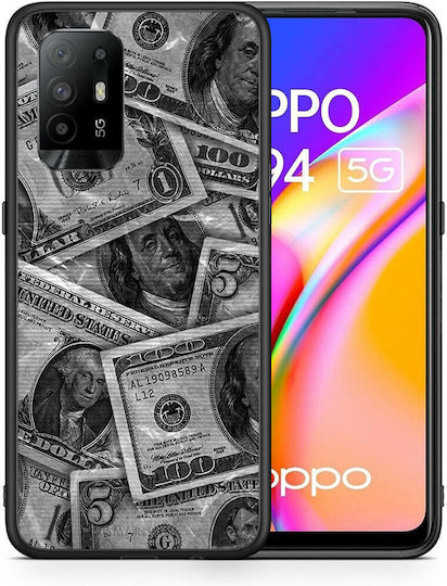 Smartfits Money Dollars Задна корица Пластмаса / Силикон Сив (Oppo A94)