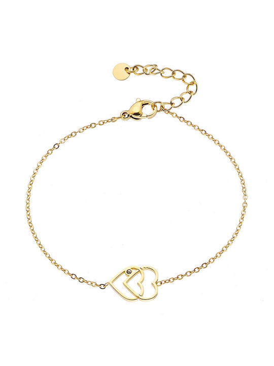 Bracelet Chain with design Heart made of Steel Gold Plated