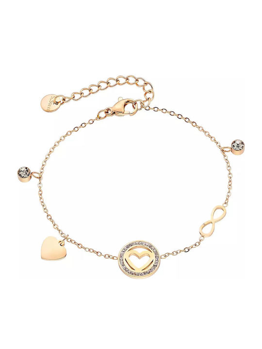 Oxzen Women's Bracelet with design Heart made of Steel Gold Plated