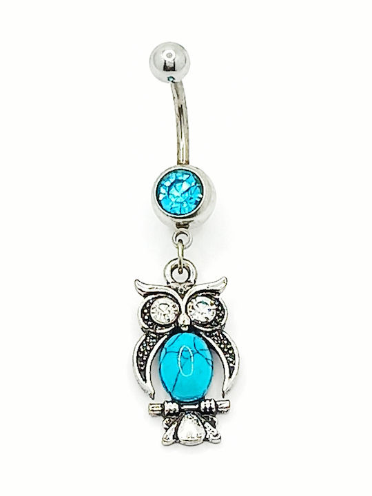 PS Silver Bauchnabelpiercing aus Stahl Silber / Türkis
