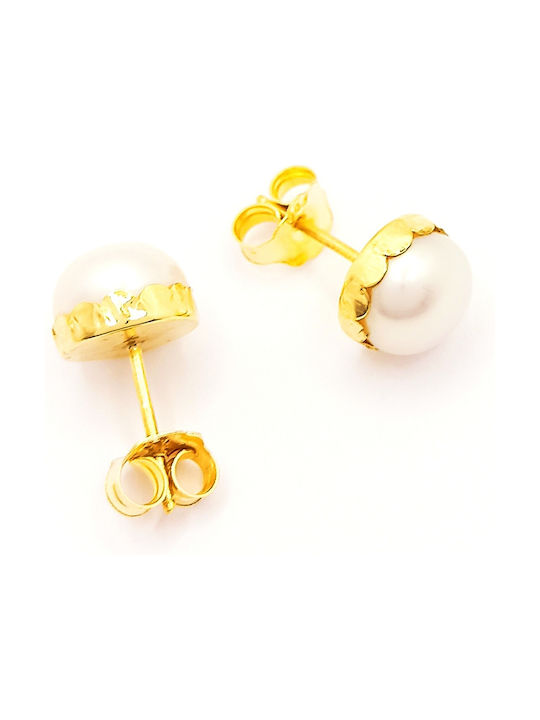 PS Silver Earrings made of Gold 14K with Pearls