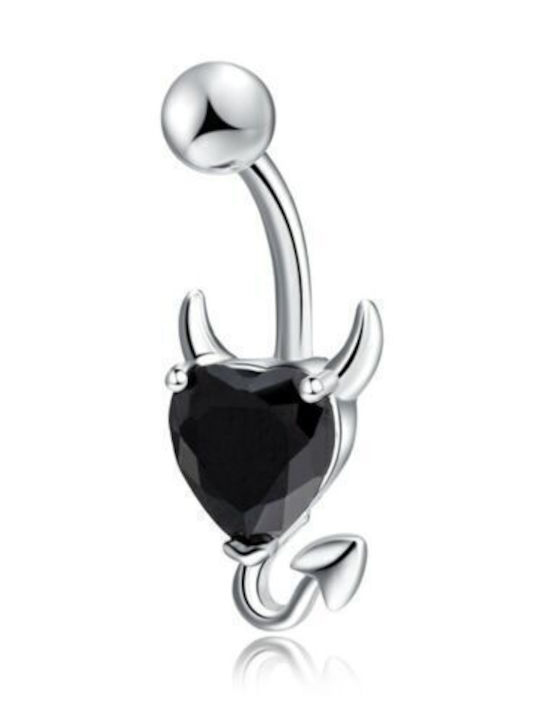 PS Silver Belly Button Piercing Earring Black Steel