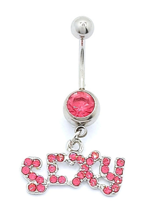 PS Silver Bauchnabelpiercing aus Stahl Silber Rosa