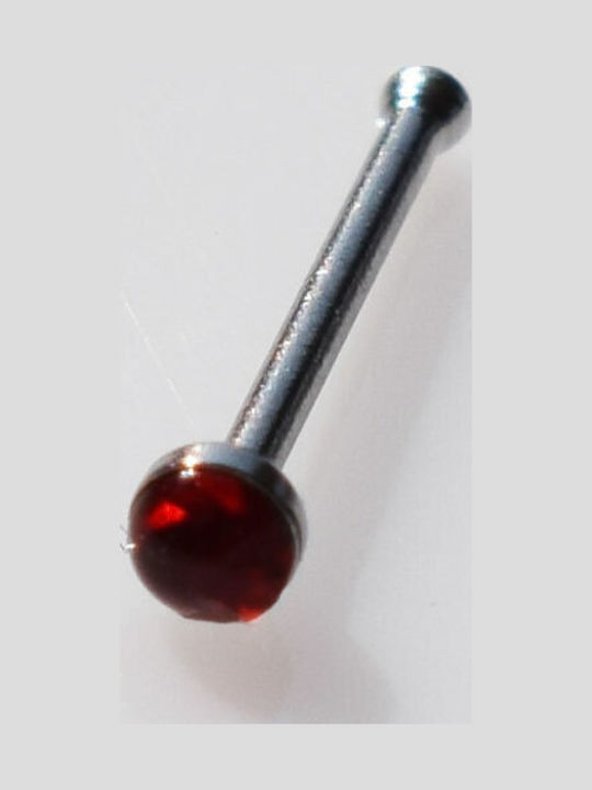 Bizoutaki Nasenpiercing aus Stahl Silber / Rot