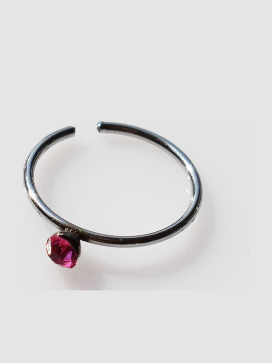 Bizoutaki Ohrring Haken Nasen aus Stahl 10mm Silber / Fuchsia