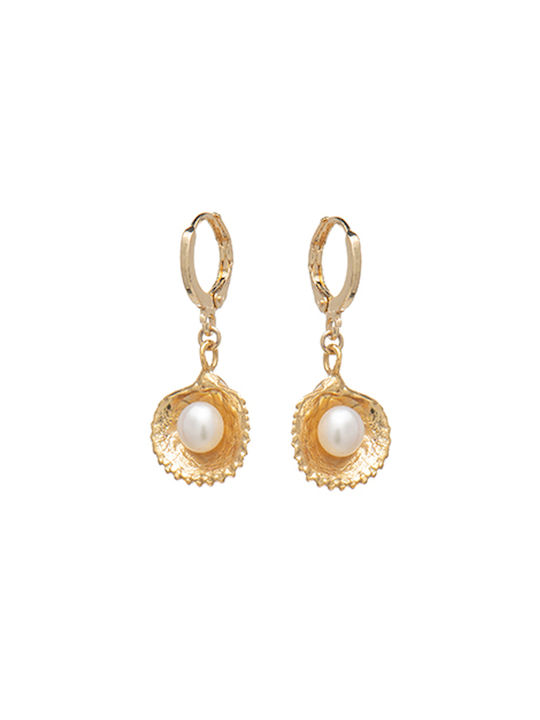 LifeLikes Earrings Hoops Gold Plated with Pearls