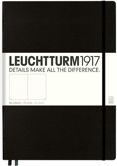 Leuchtturm1917 Σημειωματάριο Α4 235 Φύλλων με Λευκές Σελίδες με Σκληρό Εξώφυλλο και Λάστιχο Μαύρο
