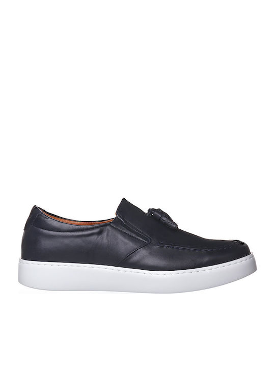 Antonio Shoes Leder Herren Mokassins in Blau Farbe