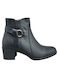 Softies Leather Women's Ankle Boots with Medium Heel Black