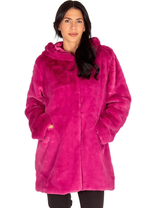 Silia D Scurtă Blană de damă Fuchsia