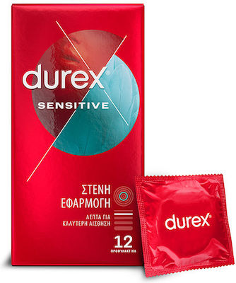 Durex Προφυλακτικά Sensitive Στενή Εφαρμογή Λεπτά 12τμχ