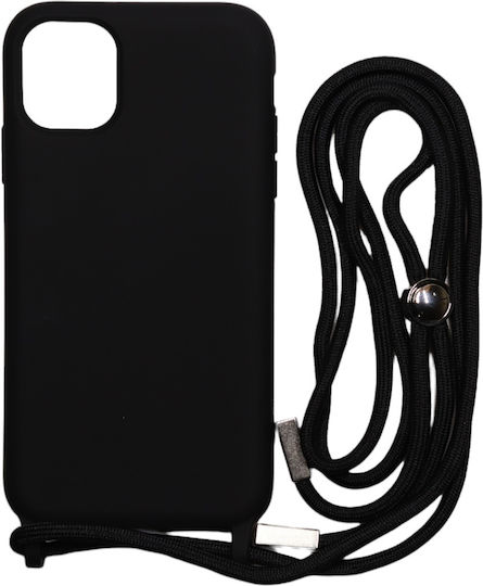Technovo Lace Umschlag Rückseite Silikon mit Band Schwarz (iPhone 13 Pro)