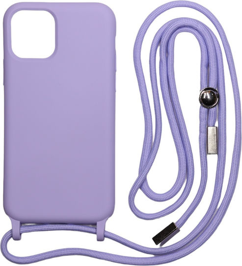 Technovo Lace Back Cover Σιλικόνης με Λουράκι Λιλά (iPhone 11 Pro)