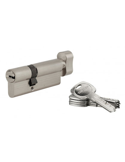 Thirard Lock Cylinder 80mm (50-30) with Knob and 5 Keys Silver