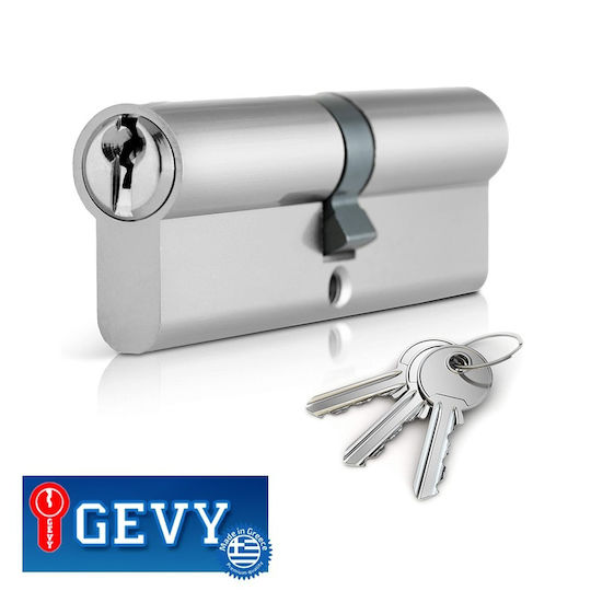 Gevy Κύλινδρος Κλειδαριάς 100mm (40-60) με 3 Κλειδιά Ασημί