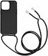 Green On Back Cover Σιλικόνης με Λουράκι Μαύρο (iPhone 14 Plus)