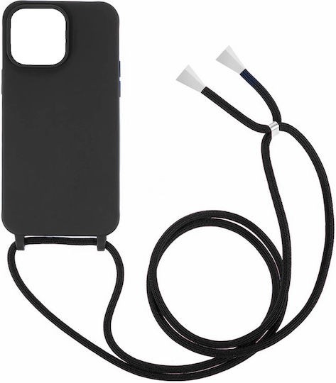 Green On Back Cover Silicone with Strap Black (iPhone 13)