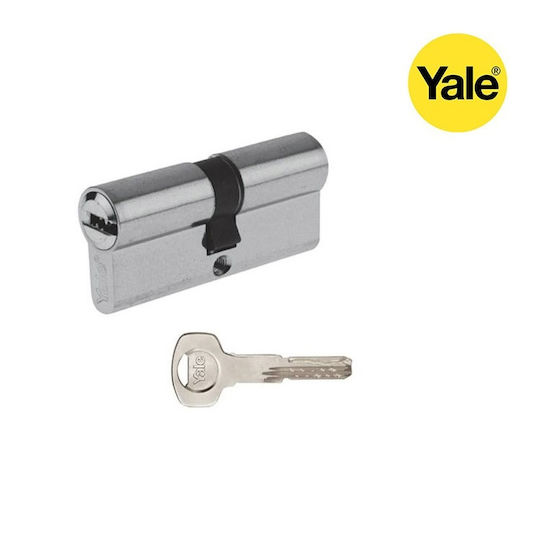 Yale Κύλινδρος Κλειδαριάς Ασφαλείας 75mm (35-40) με 5 Κλειδιά Ασημί