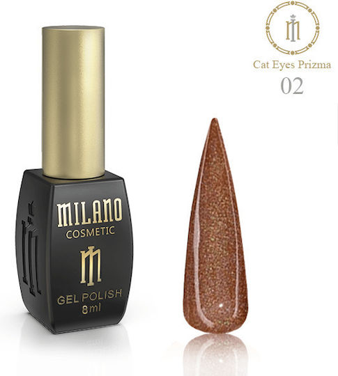 Milano Cosmetic Prizma Ημιμόνιμο Βερνίκι Νυχιών Μπρούτζινο Cat Eye 8ml
